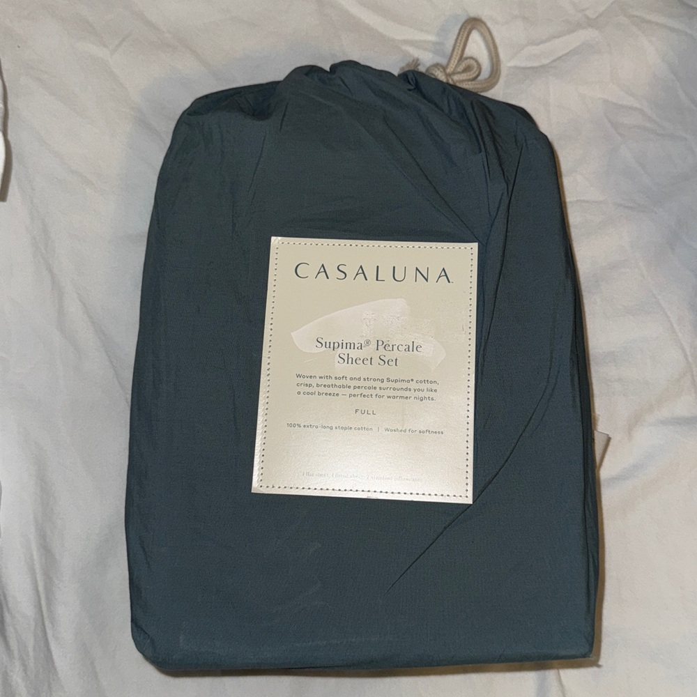 Supima Percale Sheet Set,  100% extra-long staple cotton, NWT Size FULL, Teal
